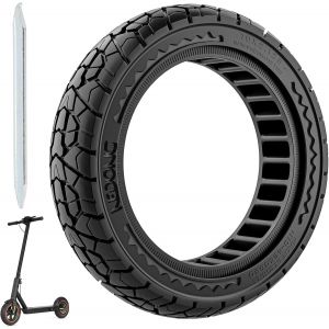 10x2.125 Off Road Tire For Electric Scooter Ninebot F20/F30/F40/F65, 10 Inch Solid Rubber Tires For Tubeless Front And Rear Solid Electric Scooter Tire (Black 1pc) - Neuf