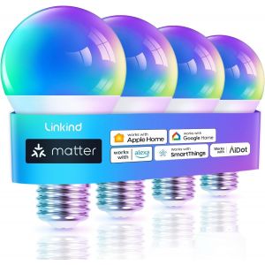 Vornixorsarlshopampoule Connect&eacute;e Wifi, Ampoule Led E27 Multicolore Rgb 1800k-6500k, Dimmable 9w 800lm, Compatible Avec Alexa/Google Home/Smartthings, Synchronisation Musicale, Pour No&euml;l, F&ecirc;te, 4 Pcs - Neuf