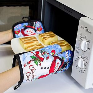 Cuisine de Noël Anti-brûlure Trois pièces Serviette Gants Isolation thermique Coussin Micro-ondes Four Chaleur - Neuf