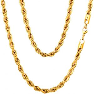 Chaîne Acier Inoxydable Homme Femme Chaine Corde Tressée Twisted Pour Pendentif Collier Chaines Maille 3 Mm/6 Mm Plaqué Or/Noir Taille 45-75cm Bijoux Cadeau Anniversaire Pour Garçon Hommes - Neuf