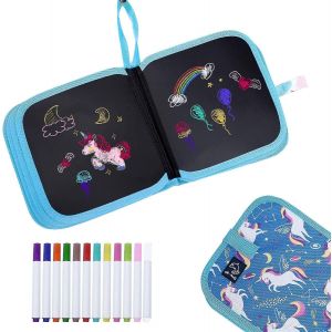 Ensemble De Livres De Gribouillage Effa&ccedil;ables Pour Enfants, Jouets D'activit&eacute; Pour Tout-Petits R&eacute;utilisables, Ours Licorne - Neuf