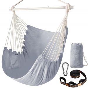 Subzonal-Si&egrave;ges Suspendus Chaise Hamac Solide En M&eacute;tal Pliable Barre D'&eacute;cartement Portable Chaise Suspendue Max 500 Lbssi&egrave;ge Confortable Patio Pelouse Coton M&eacute;lang&eacute; Pour Confort Sup&eacute;rieur Durabilit&eacute; - Neuf