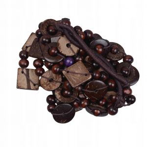 Pendentif En Coquille De Noix De Coco Tchèque, Perles En Bois - Neuf