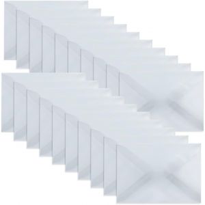 Lot de 20 Enveloppes en Vélin Translucides Enveloppes,Enveloppes carrées transparentes,pour Invitations de Mariage, Carte de Voeux(15.5x10.5 cm) - Neuf