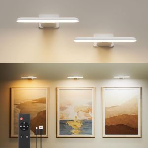 Applique Murale Pour Tableaux,Éclairages Murales À Batterie Rechargeable,Lampe Led Sans Fil Pour Cible De Fléchettes,Lumiere Pour Photos,3 Températures De Couleur,Télécommande,Blanc.[E12] - Neuf