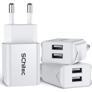 Chargeur Secteur Usb Universel 5v/2.1a 2 Ports Compatible Avec Iphone Xs/Xr,Huawei P20,Samsung Galaxy Note S9,Tablette Et Plus (Blanc-3pack) - Neuf