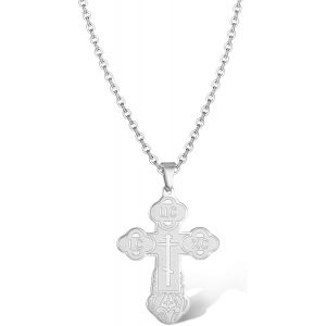 Kal-Collier Avec Pendentif En Forme De Croix Orthodoxe J&eacute;sus Christ En Acier Inoxydable Pour Homme - Neuf