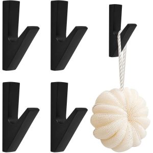 Crochets Muraux en M&eacute;tal Noir, 4 Pi&egrave;ces Pat&egrave;res Doubles avec Vis, Porte-Manteau Mural Robuste, Accroche Serviette Salle de Bain, Porte-Chapeau et Crochet D&eacute;coratif pour Maison et Entr&eacute;e(Noir) - Neuf