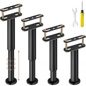 SUBZONAL-4PCS Pieds de Support de Lit R&eacute;glables 18&iquest;32cm &iquest; Pied Central Renforc&eacute; 500LB/Pied, Anti-Affaissement pour Cadre de Lit & Lattes, Acier &Eacute;pais avec Montage sans Per&ccedil;age & Outils - Neuf