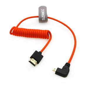 ERYI-8K 2.1 Micro Hdmi À Angle Droit Vers Hdmi Câble Tressé Spiralé Haute Vitesse Pour Go-Pro Hero 3/4 Canon Eos M5 Sony A6000 A7Iii Rx10 Nikon B500 Z6 Raspberry Pi 4 Atomos Ninja 2 Monitor - Neuf