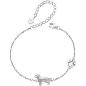Eryi-Bracelet Chien Chat Pour Femme En Argent 925 Bracelet Teckel Mignon Avec Impression De Patte De Chien Ajustable Pour Les Amoureux Des Animaux - Neuf