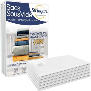 KALANKA-Sac Sous Vide Vetement Aspirateur Lot de 5 pièces XL 100x80 - Sac de Rangement Sous Vide De Qualité Supérieure - Housse Aspirable Rangement Les Seules Avec une Épaisseur de 90 Microns - Neuf
