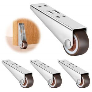 Lot de Mini Roulette pour Meubles en Caoutchouc,Roulettes Fixe avec Plaque Acier,Silencieuses & Sans Traces (&Oslash;2.5cm)- petites roues pour meubles,portes,biblioth&egrave;ques (roulettes pour meubles,4) - Neuf