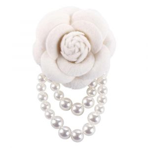 Broche Fleur De Cam&eacute;lia P, Broches Pour Corsage, Bijoux De Mode Pour Femmes, Broche Vintage En Perles Et Fleurs Pour Corsage (Blanche) - Neuf
