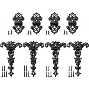 Lot de 8 Charni&egrave;re Vintage Noir, Vintage Meuble Charni&egrave;re R&eacute;tro Noir, Charni&egrave;re Antique en T Charni&egrave;re, avec Vis Charniere Decorative Ancienne pour Portes Armoires Bo&icirc;tes &agrave; Bijoux - Neuf