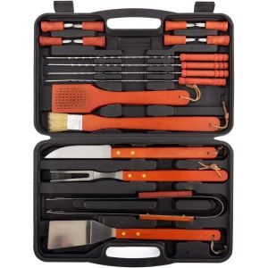 Ulteronixshop-Mallette Barbecue Portable 18 Pi&egrave;ces, Design Compact, R&eacute;sistante et Durable, Polyvalence et Fonctionnalit&eacute;, Noir/Orange, Taille Unique, Bois - Neuf