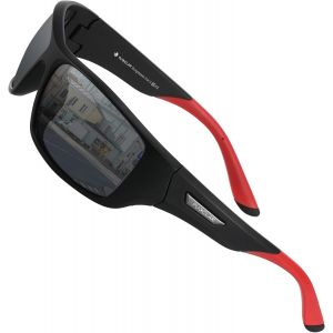 Lunettes De Soleil Polarisées Pour Homme Et Femme - Pour Course À Pied, Cyclisme, Pêche, Conduite, Golf - Monture Tr90, Monture Noire C2, Branches Rouges, Verres Gris[Z3304] - Neuf
