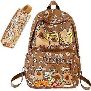 Capybara Sac À Dos Scolaire Avec Étui À Crayons Pour Enfants Capybara Kawaii Sacs À Dos Grande Capacité Sacs Scolaires Outdoor Voyage École Daypacks Pour Filles Garçons - Neuf