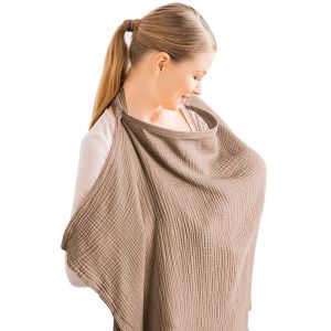 Cape De Allaitement En Coton Mousseline 75x95 Cm - Couvrante Ajustable Et Lavable Pour Allaitement En Public - Cape Camel Multifonctionnelle Pour M&egrave;re Et B&eacute;b&eacute; - Neuf