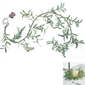 Guirlande Lumineuse Led En Forme De Feuille Vert Olive Avec Minuterie Pour La D&eacute;coration De La Maison Et Des Mariages - Neuf
