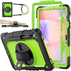 TIANYI-Coque pour Samsung Galaxy Tab S10 Lite 5G/ S10 FE 2025/S9 FE 10,9''/ S9 11'' 2023, Coque Antichoc avec Protecteur D'&eacute;cran Porte-Stylo [Dragonne Rotative &agrave; 360] et Support, Vert - Neuf