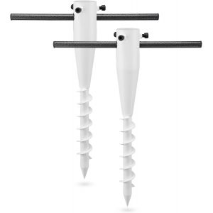 Ulteronixshop-Lot De 2 Supports D'ancrage Pour Pied De Parasol De Plage En Spirale Robuste - En M&eacute;tal Antirouille - Pour Jardin, Plage Et Pelouse, Terrasse, Drapeaux Et Poteaux D&eacute;coratifs - 43 Cm - B - Neuf