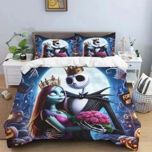 Parure De Lit Halloween Avec Motif Tête De Mort Et Imprime 3d, Housse De Couette, Decoration D'halloween, Pour Lit Simple, Double Ou King Size - Neuf