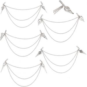 Kjdal-5pcs &Eacute;pingles &Agrave; Collier Pour Masque &Agrave; Bec,&Eacute;pingles De Cr&acirc;ne Punk En Alliage Cha&icirc;nes Suspendues Breloques &Eacute;pingles De Col D'halloween Pince &Agrave; Cravate Pour Ch&acirc;le Pull Cardigan Argent Antique - Neuf