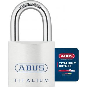 Cadenas Titalium 80TI/50 - Serrure de sous-sol avec corps de serrure l&eacute;ger et solide en aluminium sp&eacute;cial - -Niveau de s&eacute;curit&eacute; 8 - argent - Neuf
