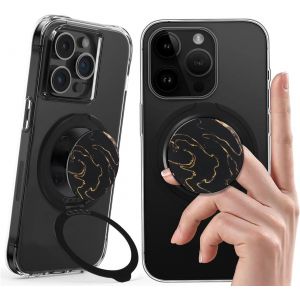 SJZG-Anneau Magn&eacute;tique Fin Pour T&eacute;l&eacute;phone, B&eacute;quille Ultra Fine Compatible Avec Boucle De Doigt, Anneau De Support Pour T&eacute;l&eacute;phone Mag Safe Iphone 16/15/14/13/12 (Noir) - Neuf