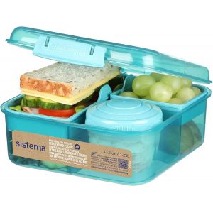 Kalanka-Bo&icirc;te Bento Ocean Bound Plastic | Bo&icirc;te &Agrave; Repas Avec Pot &Agrave; Yaourt/Fruits | 1,25 L | Sans Bpa Et Fabriqu&eacute; &Agrave; Partir De Plastique Recycl&eacute; | Sarcelle (Pierre) | 1 Pi&egrave;ce - Neuf