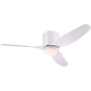 CHECARZHN--NO1-Ventilateur De Plafond D'Intérieur Lighting Carla De 117 Cm En Blanc Avec Télécommande D'Éclairage Et De Ventilateur, Luminaire Led À Intensité Variable Avec Verre Opale Dépoli - Neuf