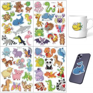Ayuhr-47 Pièces Diamond Painting Enfant,Diy 5d Peinture Diamant Animaux Autocollant,Mosaique Enfant Diamant Stickers Peinture Autocollants De Diamant Kits Pour Garçon Fille Les Les Débutants (A) - Neuf