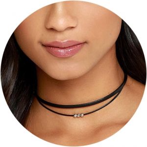 Kal-Collier Ras Du Cou En Cuir Superpos&eacute; Collier Vintage &Agrave; Petites Perles Collier Court En Corde Noire Collier Punk En Cuir Bijoux Pour Femmes Et Filles - Neuf