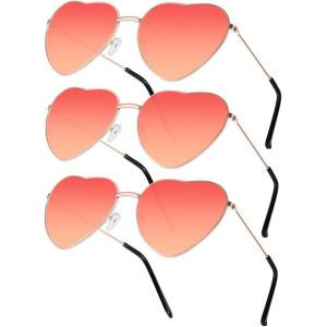 3 Paires Lunettes Coeur,Lunettes De Soleil Coeur,Lunettes De Soleil Hippie,Drôle De Lunettes De Soleil De Fête Pour Party Annivesaire Noël Carnaval Cosplay.[F57] - Neuf