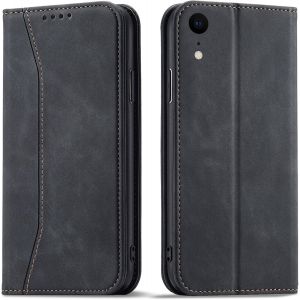 Maa-Coque Pour Iphone Xr (6,1 Pouces), Pu Cuir Portefeuille Housse Magnétique Flip Pochette Étui À Rabat Case Avec Antichoc Tpu Housse [Emplacements Cartes] [Fonction Support] (Noir) - Neuf