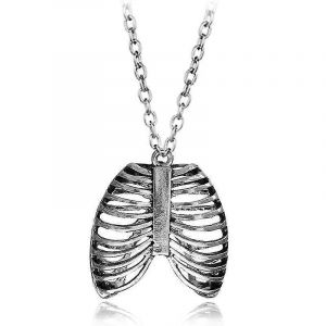 Collier Squelette Humain Rétro,Anatomie Créative Poumon Coeur Collier Pendentif - Neuf