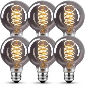 Ampoule Vintage Edison E27, E27 Led Vintage Dimmable G80 4w Lampe Led R&eacute;tro Blanc Chaud Ampoule Vintage Id&eacute;ale Pour La Nostalgie Et L'&eacute;clairage R&eacute;tro Dans La Maison, Caf&eacute;-Bar,Verre Gris- 6 Pi&egrave;ces - Neuf