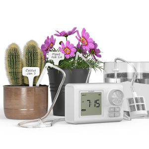 WS-64 Kit d'arrosage goutte-à-goutte automatique, IPX4 système d'arrosage pour 15 plantes en pot, minuterie d'arrosage programmable avec écran LCD, retardateur de pluie pour balcon et terrasse - Neuf
