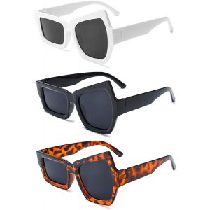 Asas-3 Pièces Lunettes De Soleil Femme,Lunette De Soleil Drôles,Rétro Lunette De Soleil,Irrégulières À Grands Et Petits Yeux,Protection Uv400 Sunglasses Pour Femme Homme Légères Et Asymétriques - Neuf