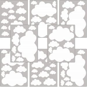 Trahoo-Set De 70 Stickers Muraux Enfants Nuages - Autocollants Décoration Murale Chambre Bébé - Facile À Poser Blanc - Neuf