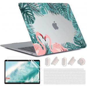 Coque pour MacBook Air 13 Pouces M1 A2337 A2179 A1932, [UV Printing] Plastique Case Rigide Étui Housse de Protection pour 2020 2019 2018 Air 13,3 Retina avec Touch ID, Plantes Flamant 1 - Neuf