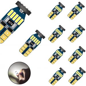 Fchhk-10 Pieces W5w T10 194 Led,Canbus Sans Erreur,Dc12v,3w,320lm,Puces 15 Smd 4014,6500k Pour Voiture,168 Ampoule Led,Éclairage Intérieur De Voiture,Led Interior Car Lights,Plafonnier - Neuf