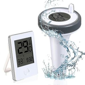 Thermom&egrave;tre de piscine flottant, facile &agrave; lire, avec moniteur de temp&eacute;rature et d'humidit&eacute; int&eacute;rieure, thermom&egrave;tre num&eacute;rique sans fil &eacute;tanche IP67 pour piscines - Neuf