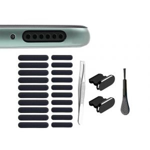 Kit De Protection Anti-Poussi&egrave;re Pour Haut-Parleurs Iphone (Autocollants Et Bouchons) - Noir - Neuf