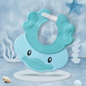 Mignon Dessin Anim&eacute; B&eacute;b&eacute; Douche Cap R&eacute;glable Imperm&eacute;able Shampooing Visi&egrave;re Pratique B&eacute;b&eacute; Bain Fournitures Bleu - Neuf