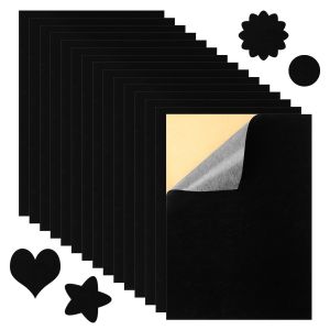 Mevronisshop-Lot De 15 Noire Feuilles De Feutre Autocollantes, 30x21cm Velours Auto-Adh&eacute;sif Feuilles Adh&eacute;sives En Feutre Pour Boite &Agrave; Bijoux, Rev&ecirc;tement De Tiroir Et Travaux Manuels - Neuf