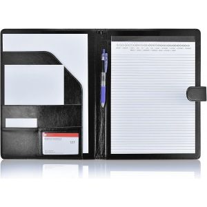 BMTTERQGWO-Portefeuille en Simili Cuir avec Pochette, Organisateur Documents et Bloc Notes, Porte-Carte de Visite (Noir) - Neuf