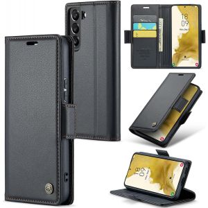 Maa-Coque Pour Samsung Galaxy S22, Étui Housse En Rfid Protection Premium Pu Cuir Portefeuille Rabat Case Magnétique Stand Antichoc, Étui Case Pour Samsung Galaxy S22, Noir - Neuf