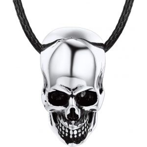 Eryi-Collier/Bracelet Homme Acier/Plaqué Or/Argent 925 Pendentif Tête De Mort Crâne Gotique Avec Chaîne En Métal/Corde Bijoux Punk Style Pour Femme Garçon - Personnalisable - Neuf